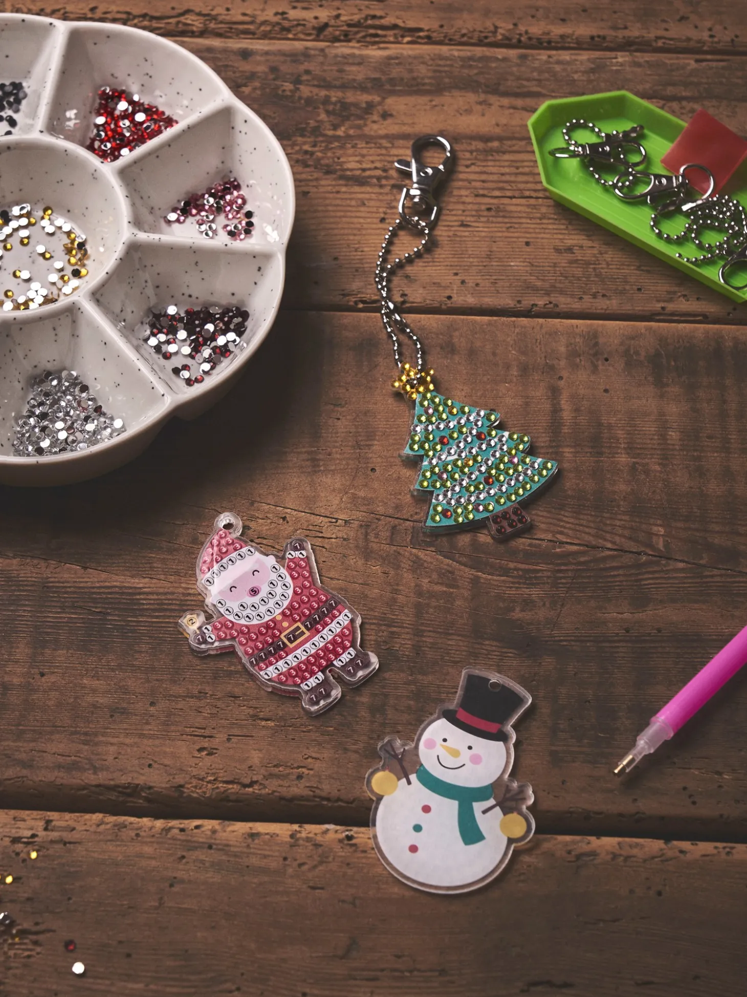 DIY-julenøkkelringer Med Diamantkunst